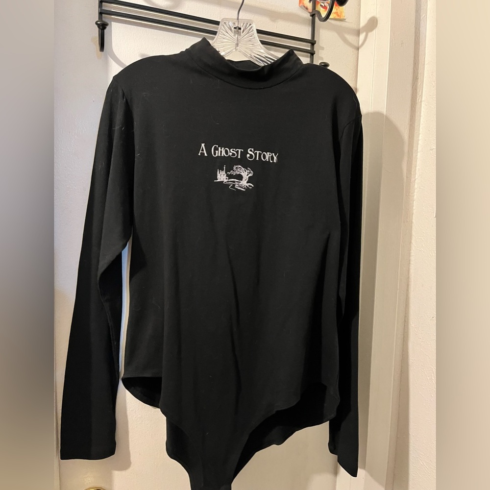 Black 'A Ghost Story' Long Sleeve Mock Neck Top